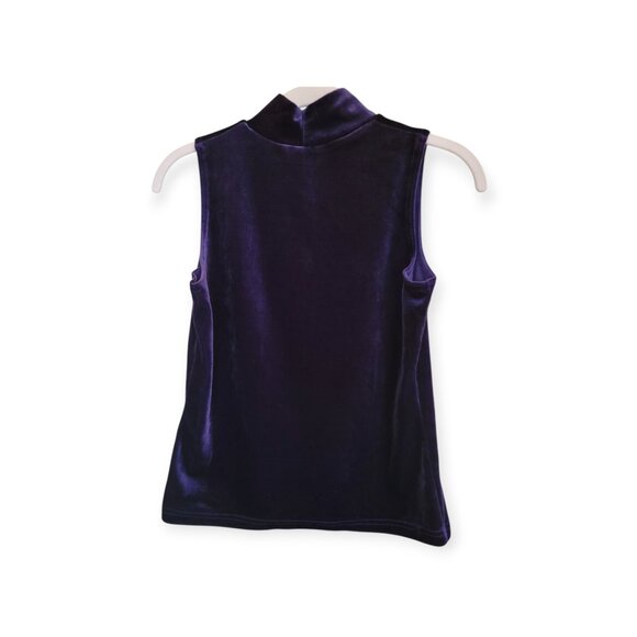 Y2K Dalmy’s Velvet Mockneck Tank – Deep Purple/Midnight Blue – 90s Holiday Party - Picture 2 of 7